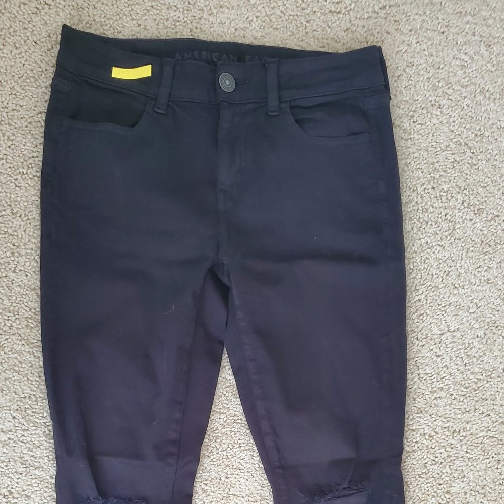 American Eagle Low Rise Short Skinny Black Jeggings